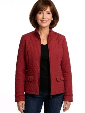 Merona Red Quilted Zip Jacket Size M